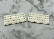LEGO Parts Lot x (2) Ct ~ White Plate, 4 x 8 ~ No 3035