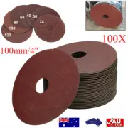 100X 4" Fibre Sanding Disc Grinding Wheel For Angle Grinder Sander 24-120 Grit