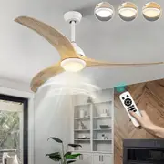 ACA 52" DC Ceiling Fan Light 6 Speeds Timer Remote Control Reversible Matt White & Natural Silent