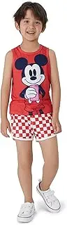 [Disney] Mickey and Friends Toddler Girl 2 Piece Outfits Set Sleeveless Tank Top and Shorts Set