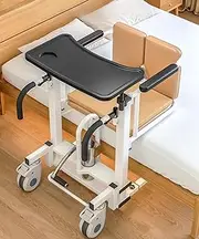 Areyourshop Patient Chair Hydraulic Transferred Lift Wheelchair w/180°Split Seat And Table