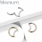 Implant Grade Titanium Hinged Segment Hoop Ring with CZ Paved Crescent