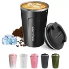 Travel coffee mugs leak-proof, reusable coffee cups with lids, stainless stee...