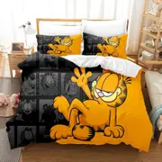 c415 Garfield Anime Duvet Cover Set Comforte Printed Cartoon Twin Size Bedding Sets Christmas Gifts 3-piece ee415