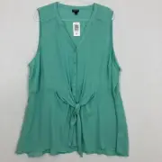 New Torrid Green Wasabi Tie Front Sleeveless Soft Flowy Sleeveless Top 3X