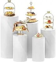 Quintin 5PCS Thickened PVC Cylinder Pedestal Stands for Party, White Round Large Cylinder Tables, Pedestal Display Plinth Pillars for Wedding Ceremony Birthday Party Art Decor (5PCS)