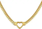 [HZHONGBBO] Hip-hop Personality, Punk Trend, Exaggerated Cuban Chain, Heart-Shaped Ring Necklace, Titanium Steel Plated 18k Gold, Light Luxury Jewelry