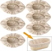 6 Pieces Linen Cloth Liners Covers For 8inch 9inch 10inch Oval Bread Proofing Basket Bannetons Fermentation Basket Homemade Bread Baking Supply