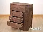 Decorative Berber Furniture - Carved Moroccan Trunk - BROWN Chest WITH DRAWERS.