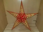 24" RED/YELLOW Paper Star Hanging Lantern Lamp (Light Cord Is NOT Included) #43