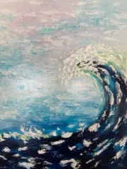 Acrylic hand painted Painting "Blue Ocean" on 16 x 20" stretched canvas