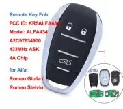 Smart Remote Car Key Fob 433MHz ASK 4A for Alfa Romeo Giulia Stelvio 2015 2016