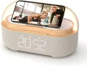 Bluetooth Speaker with Digital Alarm Clock, Wireless Charger, FM Clock Radio