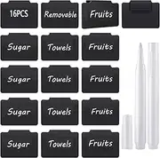 16 Pcs Basket Labels, Chalkboard Stickers Clip On for Storage Bins, Removable Basket Tags Erasable Plastic Bin Clip Box Labels, Name Tag Labels Storage Bin Label for Organization Container