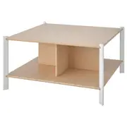JÄTTESTA coffee table, white/light bamboo, 80x80 cm