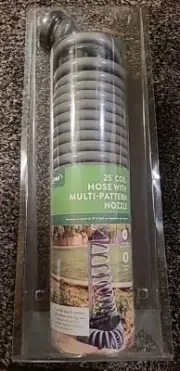 Orbit Comfort Grip ABS Thread Grey Coil Garden Hose 25 ft. with 8-Pattern Nozzle