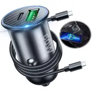 ZUMIST USB C Fast Car Charger, 60W Type C Car Adapter PD 45W 30W 25W 20W QC4.0 PPS Quick Car Phone Charger Dual Port Compatible with iPhone 15/14/13/12, Samsung S22/S21, Pixel 7/6 with USB C Cable