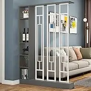 Modern Wall Room Divider, Freestanding Room Divider with Shelves, Partition Privacy Screens, Room Separator Screen, Indoor Cubicle Decor(Gray,120cm/47.2in)