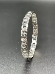 Unisex Sterling Silver Curb Link Round Bangle (Brand New)