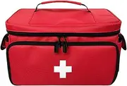 First Aid Bag Pill Bottle Organizer, Large Capacity Medical Storage Bag Travel First Aid Kits Bag for Office Car Camping, red