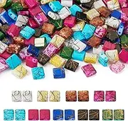 Boutigem 180Pcs 5mm Drawbench 2-Hole Glass Seed Beads Tila Beads Rectangle Double Hole Connector Beads Flat Square Spacer Beads Two Hole Carrier Beads for DIY Crafts Bracelet Necklace Earring Making
