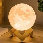 3D Moon Lamp with 4.7 Inch Wooden Base - Mothers Day Gift, LED Night Light, Mood