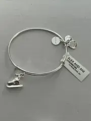 NEW NWT - Alex & Ani Ice Skate Charm Bangle Sterling Silver Tone Bracelet Womens