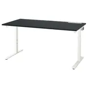 MITTZON desk, black stained ash veneer/black white, 160x80 cm