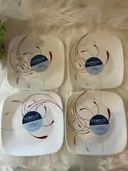 Corelle Splendor Square Swirls Salad Plates - 9.75" Set of 4- BRAND NEW!!!
