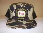 DEADSTOCK Vtg STAG Beer HUNTER Camo TRUCKER Biker BASEBALL Hat CAP~MADE IN USA