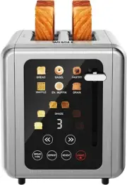 Extra Wide Slot Digital Toaster with Sound Alerts & Easy Cleanup - 2 Slice