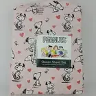 Berkshire Peanuts Snoopy Woodstock Queen Sheet Set Love Pink Hearts Valentine's
