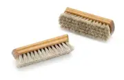 Grey horsehair brush for removing dirt, applying polish and buffing shoes