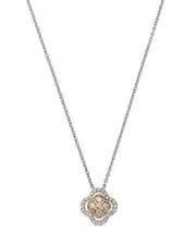 Bloomingdale's Fine Collection Diamond Clover Cluster Pendant Necklace in 14K Yellow Gold and White Gold, 0.30 ct. t. w.