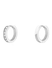[Rosefield] Crystal Silver-Tone Hoops in Silver