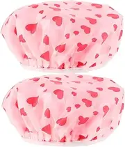 SHERCHPRY 2pcs Double Bathing Shower Caps for Women Reusable Soft Comfortable Hair Care Head Caps Design for Long Hair Fit for All
