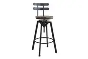 Levede Adjustable Swivel Bar Stool With Backrest Dark Wood