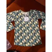 NWT Kate Quinn Sea Pine Lemon Long Sleeve Boxy Tee Shirt Top Size 7Y Bamboo