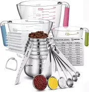 20-Piece Measuring Cups and Spoons Set, Nesting Stainless Steel Measuring Cups S