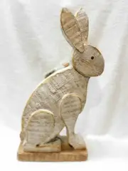 Easter Bunny Table Top Decor,Painted Hard Plastic Easter Bunny /Cloth Bow Tie