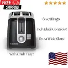 2-Slide Toaster, Extra Wide Slots, 6 Shade Settings With Crub Tray