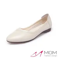在飛比找momo購物網優惠-【MOM】真皮平底鞋 尖頭平底鞋/真皮軟底極簡車線尖頭舒適平