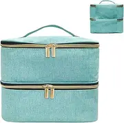 [Generic] Double Layer Nail Polish Storage Bag,Nail Polish Organiser Case, Detachable 2 Layers Nail Varnish Case Nail Varnish Storage Bag Nail Varnish Travel Carrying Case for Nail Polish Tools Kit