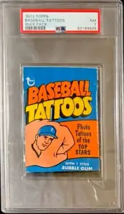 (POP 3) 1971 Topps Baseball Tattoos Wax Pack PSA 7 (Poss Mays, Reggie, Clemente)