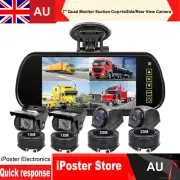 7"Mirror Monitor Windscreen Suction 4x4PIN Side Rear Reversing Cameras For Truck