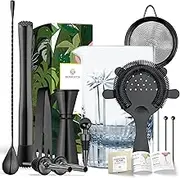 Homestia Cocktail Mixing Glass Set, Old Fashioned Drink Bartender Kit, Large 24oz Crystal Cocktail Mixer for Bartenders, 12-Piece Home Bar Accessories Set Martini Whiskey Drinks