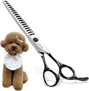 FOGOSP Dog Thinning Shears for Grooming 6.75" Chunker Dog Grooming Scissors Quickly Thinning Thick Hair Professional Grooming Scissors for Small Dogs (Chunker, Black)