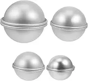 TOKIDNY 4 Pairs Bath Salt Ball Hemisphere Cake Tin Bath Making Semicircle Cake Cakesicle Bath Crafting DIY Bath Cake Tins Aluminum Alloy Silver