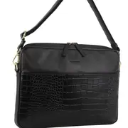 Pierre Cardin CrocEmbossed Leather Business 15" Laptop Computer Bag Black