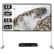 Costway 100"/259cm Projector Screen Stand 16:9 HD Indoor Outdoor Projection Movie Screen Home Cinema